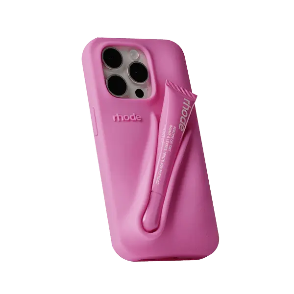 Rhode Pink Silicone Case With Lipstick For iPhone 16 Plus