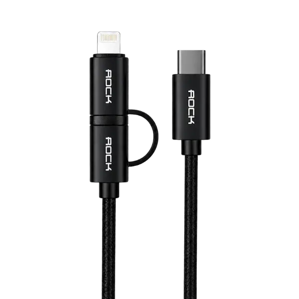 Rock USB C To USB C + Lightning Cable