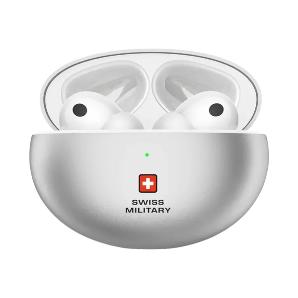 Swiss Military Victor 3 Wireless Charging Stereo Earbuds With Anc Enc Silver Tcm
