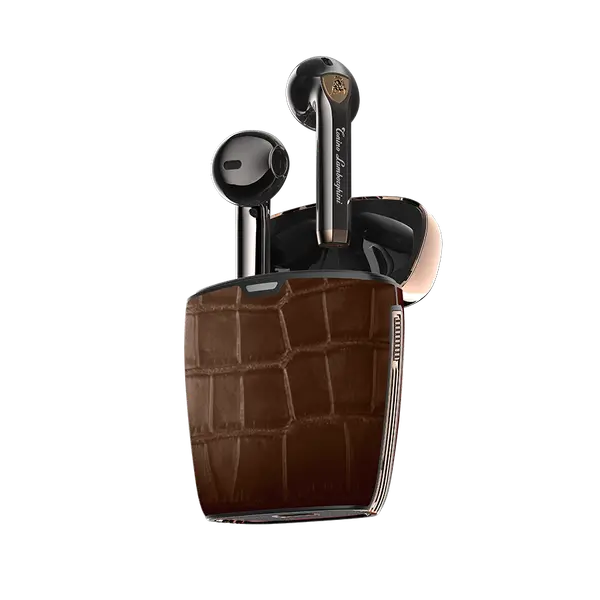Tonino Lamborghini Crocodile Leather Wireless Bluetooth Headphone TL69 Brown
