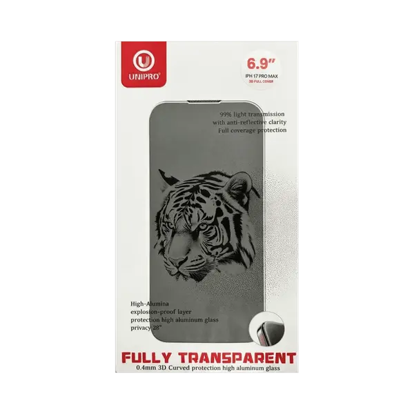 Unipro Ug Full Transparent Temper Glass iPhone 17 Pro Max Privacy