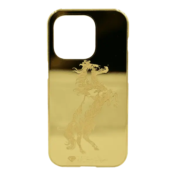 Vip Touch iPhone 14 Pro 24KT Gold Magnetic Case Horse Stand Artistic Edition
