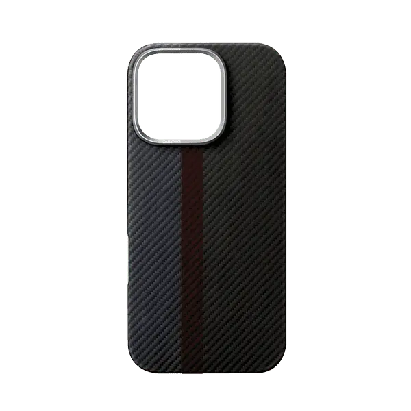 X Fitted Silk Screen Design Carbon Fiber Case For iPhone 16 Pro Max Black Blue