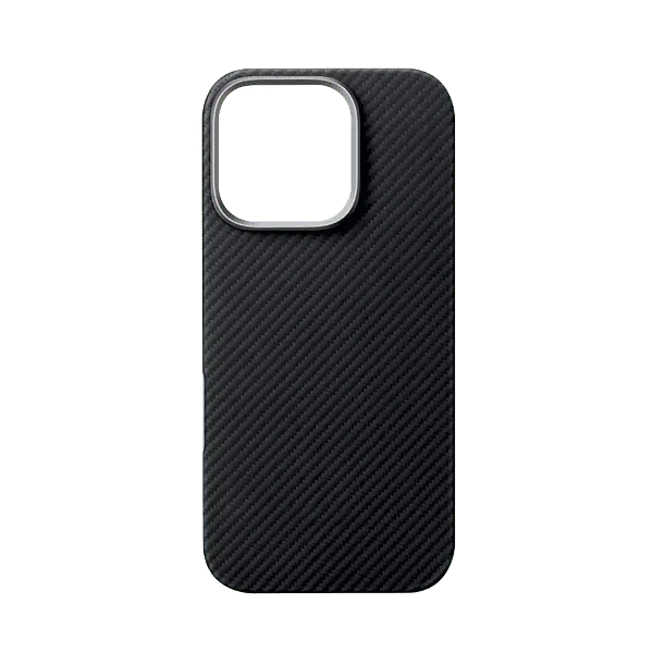 X Fitted Silk Screen Design Carbon Fiber Case For iPhone 16 Pro Max Black