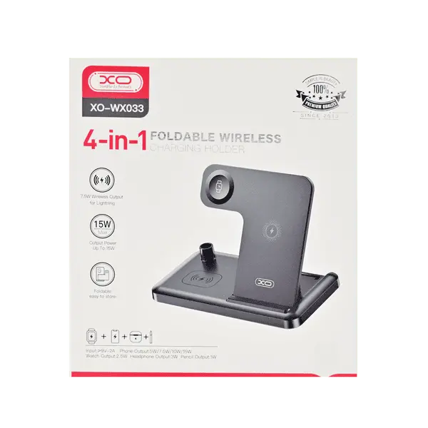 Xo WX033 15W 4 In 1 Wireless Charger Black